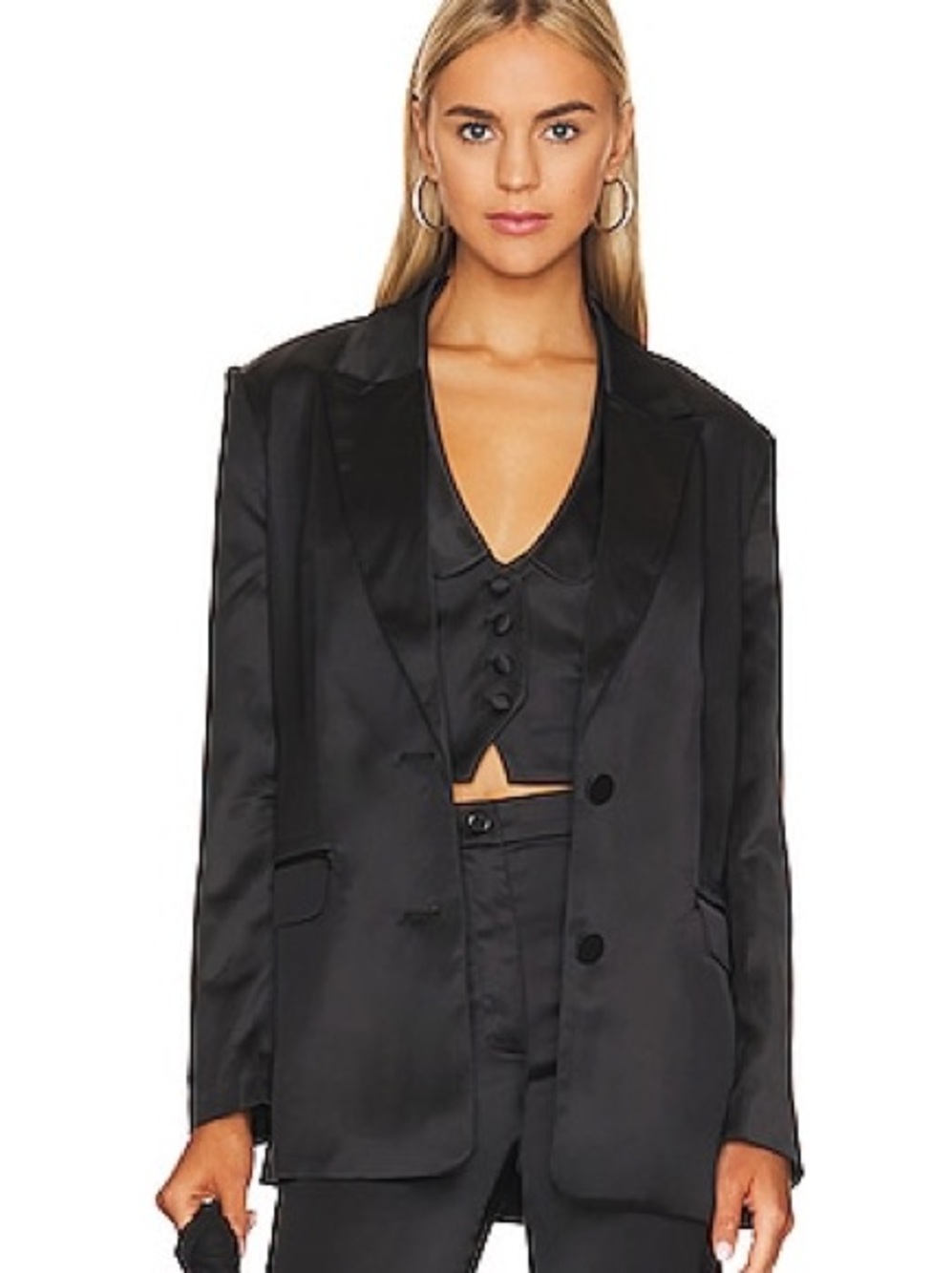 Bardot Nyah Satin Blazer in Black